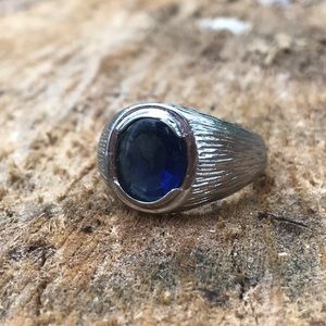 Blue ‘Sapphire’ Gold/Sterling Silver Men’s Ring